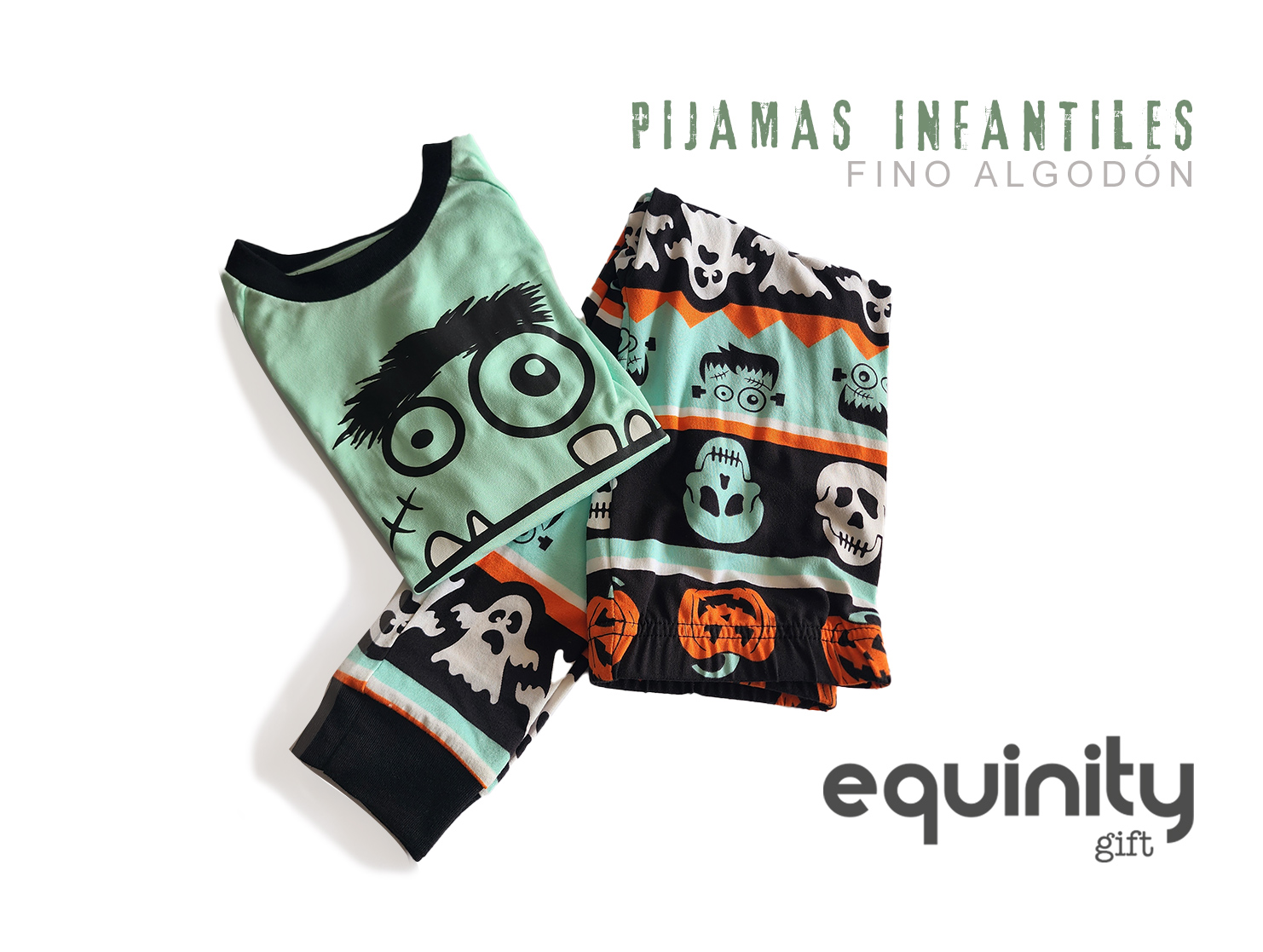 Pijamas infantiles de algodón 2 piezas frankenstein